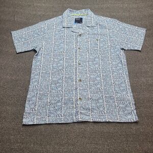 Reverse Threads Rowan Shirt Mens Medium Blue‎ Floral Camp Collar Excellent Short